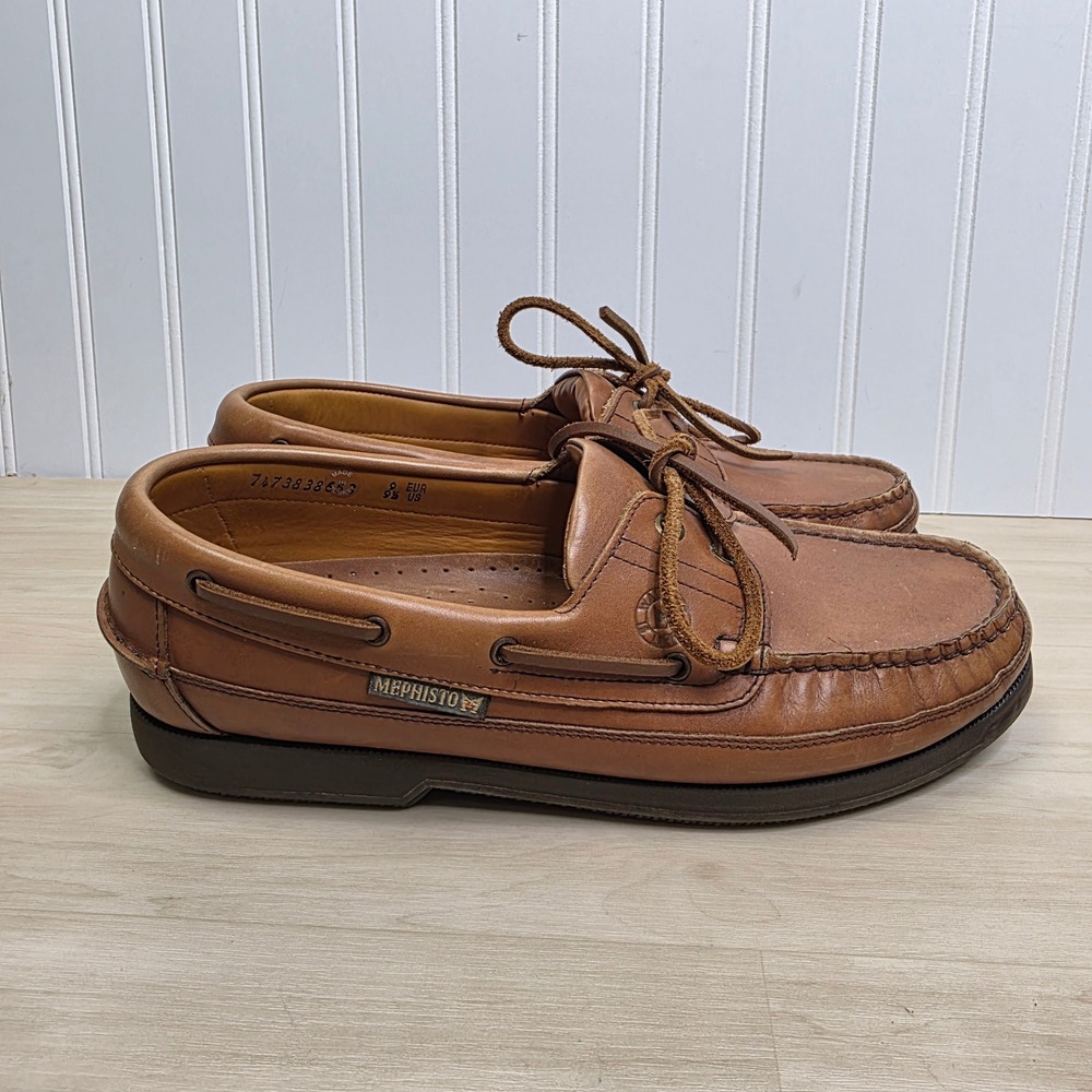 Mephisto Spinnaker Mens Tan Leather Boat Shoes Air-Relax Loafers 9.5 US 9 EU